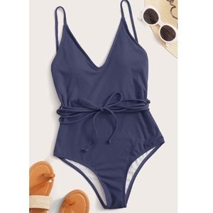 One piece ribbed swim suit
